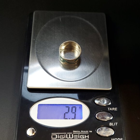 Size 6 925 Sterling Silver Wavy Inlay Heavy Tarnished Ring - Picture 6 of 6